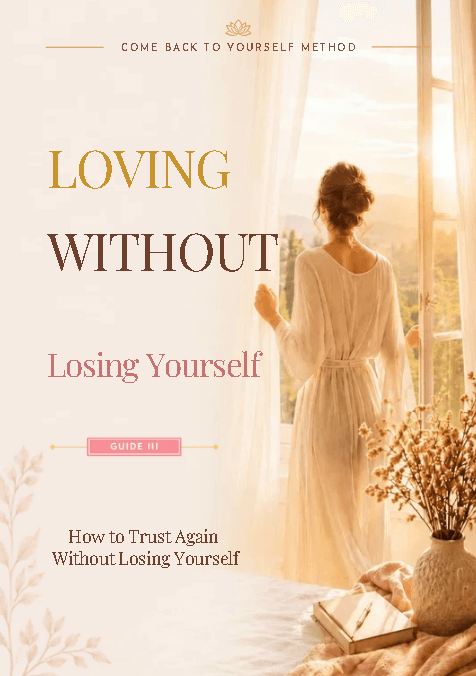 Loving Without Losing Yourself Cover of Loving Without Losing Yourself, Guide III of the Come Back to Yourself Method, featuring a woman facing an open window in warm sunlight.
